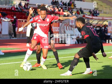 Monaco, Monaco. 16th Jan 2022. Monaco, Monte Carlo - 16 gennaio 2022: AS Monaco - Clermont piede 63 (J21, L1) con Gelson Martins e altri. Fussball, Calcio, Ligue 1. Mandoga Media Germania Credit: dpa/Alamy Live News Foto Stock