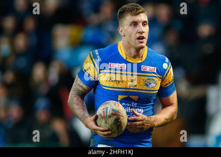 Featherstone, Regno Unito. 16th Jan 2022. Millennium Stadium, Featherstone, West Yorkshire, 16th gennaio 2022. Pre-stagione Rugby League friendly- Featherstone Rovers vs Leeds Rhinos Alex Mellor di Leeds Rhinos. Credit: Touchlinepics/Alamy Live News Foto Stock