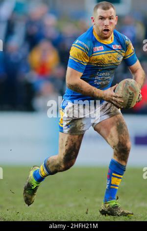 Featherstone, Regno Unito. 16th Jan 2022. Millennium Stadium, Featherstone, West Yorkshire, 16th gennaio 2022. Pre-stagione Rugby League friendly- Featherstone Rovers vs Leeds Rhinos Cameron Smith di Leeds Rhinos credito: Touchlinepics/Alamy Live News Foto Stock