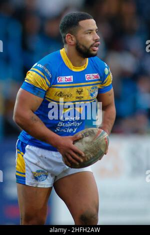 Featherstone, Regno Unito. 16th Jan 2022. Millennium Stadium, Featherstone, West Yorkshire, 16th gennaio 2022. Pre-Stagione Rugby League friendly- Featherstone Rovers vs Leeds Rhinos Kruise Leeming of Leeds Rhinos Credit: Touchlinepics/Alamy Live News Foto Stock