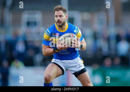 Featherstone, Regno Unito. 16th Jan 2022. Millennium Stadium, Featherstone, West Yorkshire, 16th gennaio 2022. Pre-stagione Rugby League friendly- Featherstone Rovers vs Leeds Rhinos Aidan Sezer di Leeds Rhinos. Credit: Touchlinepics/Alamy Live News Foto Stock