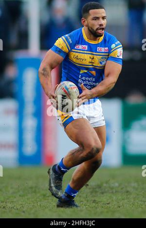 Featherstone, Regno Unito. 16th Jan 2022. Millennium Stadium, Featherstone, West Yorkshire, 16th gennaio 2022. Pre-Stagione Rugby League friendly- Featherstone Rovers vs Leeds Rhinos Kruise Leeming of Leeds Rhinos Credit: Touchlinepics/Alamy Live News Foto Stock