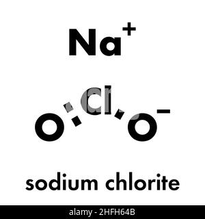 Il clorito di sodio, struttura chimica. Formula di scheletro. Illustrazione Vettoriale