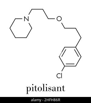 Pitolisant (tiprolisant) narcolepsy drug molecule. Skeletal formula. Stock Vector