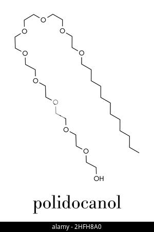 Molecola di farmaco dello sclerosante di Polidocanol. Usato nel trattamento delle vene varicose. Formula scheletrica. Illustrazione Vettoriale