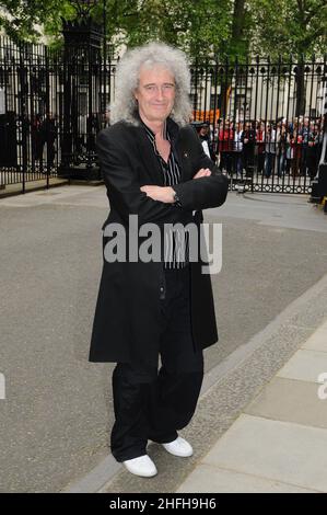 Brian May, 10 Downing Street, Westminster, Londra. REGNO UNITO Foto Stock