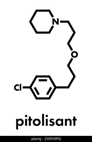 Pitolisant (tiprolisant) narcolepsy drug molecule. Skeletal formula. Stock Vector