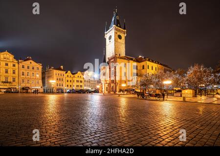 Carrozza a cavallo a Praga Natale Foto Stock