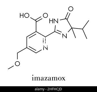 Molecola di erbicida imazamox. Formula scheletrica. Illustrazione Vettoriale