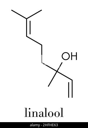 Linalolo profumo molecola. Formula di scheletro. Illustrazione Vettoriale