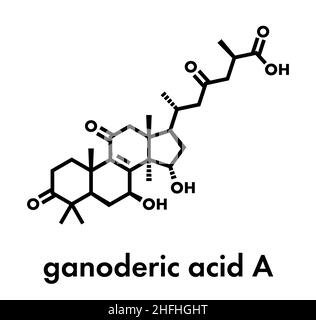 Acido Ganoderic una molecola. Presente in Ganoderma funghi. Formula di scheletro. Illustrazione Vettoriale