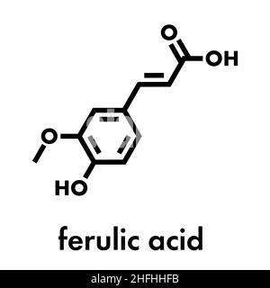 Molecola antiossidante a base di erbe dell'acido ferulico. Formula scheletrica. Illustrazione Vettoriale