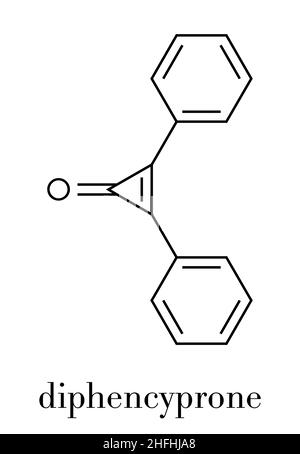 Molecola di farmaco di trattamento con difenilciclopropenone (difenilciclopropenone) alopecia. Formula scheletrica. Illustrazione Vettoriale