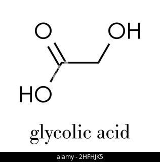 Molecola di acido glicolico (acido idroacetico). Formula scheletrica. Illustrazione Vettoriale