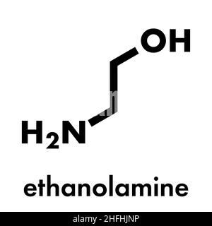 Etanolammina (2-amminoetanolo molecola). Formula di scheletro. Illustrazione Vettoriale