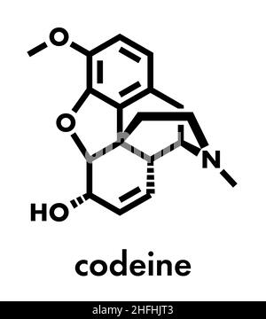 Codeina dolore e sollievo per la tosse molecola di farmaco. Formula di scheletro. Illustrazione Vettoriale