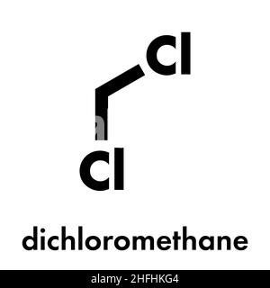 Diclorometano (DCM) molecola di solvente. Formula di scheletro. Illustrazione Vettoriale