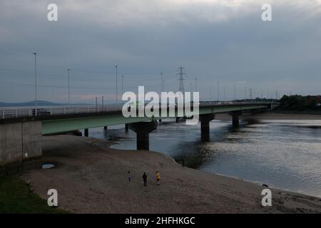 L'estuario del fiume Loughor a Loughor, Galles Foto Stock