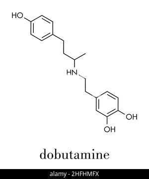 La dobutamina simpaticomimetici molecola di farmaco. Formula di scheletro. Illustrazione Vettoriale