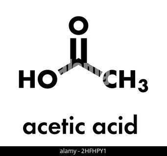 Molecola di acido acetico. L'aceto è una soluzione acquosa di acido acetico. Formula scheletrica. Illustrazione Vettoriale