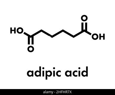 Acido adipico, Nylon (poliammide) blocchi di costruzione. Formula di scheletro. Illustrazione Vettoriale