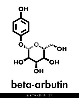Molecola di beta-arbutina. Formula scheletrica. Illustrazione Vettoriale