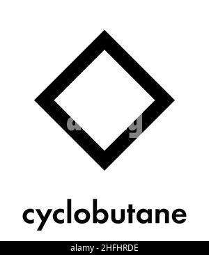 Ciclobutano alcano ciclico (cicloalcano molecola). Formula di scheletro. Illustrazione Vettoriale