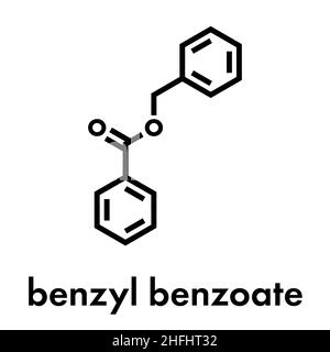 Molecola di farmaco benzilbenzoato. Usato come acaricida, scabicida, ecc. formula scheletrica. Illustrazione Vettoriale