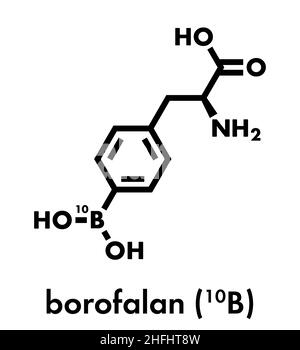 Molecola di farmaco di Borofalan (10B). Utilizzato nella terapia di cattura di boro neutroni (BNCT). Formula scheletrica. Illustrazione Vettoriale