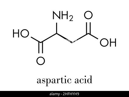 Molecola di amminoacido dell'acido aspartico (acido L-aspartico, ASP, D). Formula scheletrica. Illustrazione Vettoriale