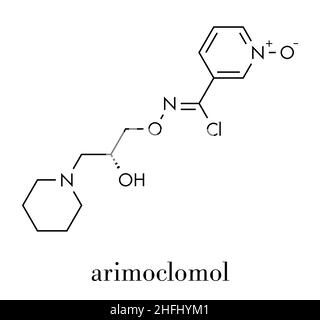 Molecola di farmaco di Arimoclomolo. Formula scheletrica. Illustrazione Vettoriale