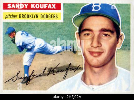 Carta da baseball Sandy Koufax 1956 Tops. Foto Stock