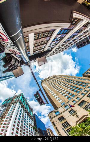 Vista sul grattacielo storico e moderno nel centro di Houston, nel quartiere storico Foto Stock