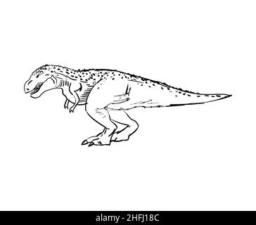 Disegno a mano Tyrannosaurus Dinosaur T-Rex. Illustrazione vettoriale Illustrazione Vettoriale