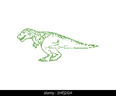 Tyrannosaurus pixel art. Dinosaur T-Rex pixelated. illustrazione a 8 bit Illustrazione Vettoriale