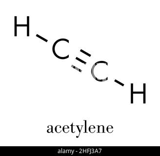 Molecola di acetilene (ethyne). Utilizzato nella saldatura ossi-acetilene. Formula scheletrica. Illustrazione Vettoriale