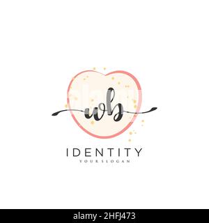 WB Handwriting logo arte vettoriale di firma iniziale, matrimonio, moda, gioielleria, boutique, floreale e botanica con modello creativo per qualsiasi azienda Illustrazione Vettoriale