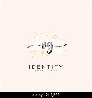 VG Handwriting logo arte vettoriale di firma iniziale, matrimonio, moda, gioielleria, boutique, floreale e botanica con modello creativo per qualsiasi azienda Illustrazione Vettoriale