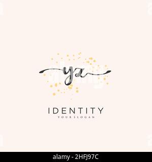 YZ Handwriting logo arte vettoriale di firma iniziale, matrimonio, moda, gioielleria, boutique, floreale e botanica con modello creativo per qualsiasi azienda Illustrazione Vettoriale