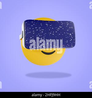 Cuffie emoji indossate per realtà virtuale, illustrazione Metaverse gaming Concept 3D Foto Stock