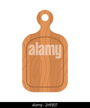 Tagliere in legno. Utensili da cucina per cucinare. Vista dall'alto. Illustrazione vettoriale in stile cartoon piatto Illustrazione Vettoriale