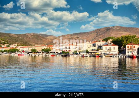 La città storica Galaxidi, Grecia Foto Stock