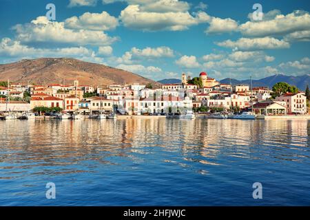 La città storica Galaxidi, Grecia Foto Stock