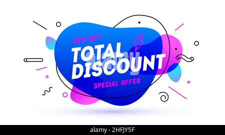Sconto totale, bolla vocale. Banner, poster, fumetto con testo Sconto totale. Stile geometrico con vendita messaggi per banner, poster. Design a esplosione, fumetto. Illustrazione vettoriale Illustrazione Vettoriale