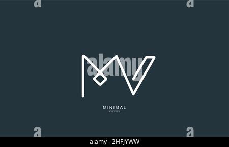 Icona lettera alfabetica logo MV Illustrazione Vettoriale