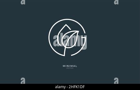 Icona lettera alfabetica logo G foglia logo Illustrazione Vettoriale