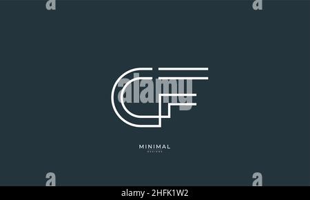 Icona lettera alfabetica logo CF Illustrazione Vettoriale
