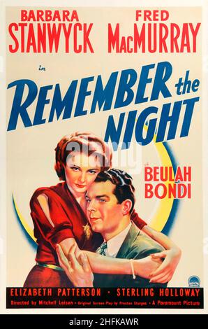 FRED MACMURRAY e BARBARA STANWYCK RICORDANO LA NOTTE (1940), diretta da MITCHELL LEISEN. Credito: FOTO / Album DI PARAMOUNT Foto Stock