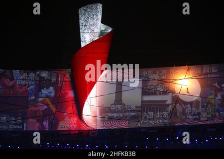 Eršffnungsfeier im Olympiastadion olimpiadi Feuer Olympische Sommerspiele 2008 in Pechino giochi olimpici estivi a Pechino 2008 © diebilderwelt / Alamy Stock Foto Stock