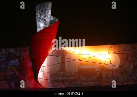 Eršffnungsfeier im Olympiastadion olimpiadi Feuer Olympische Sommerspiele 2008 in Pechino giochi olimpici estivi a Pechino 2008 © diebilderwelt / Alamy Stock Foto Stock